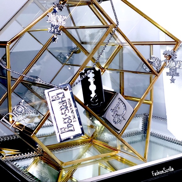 Vintage Dior John Galliano Silver Logo Ball Chain Razor Blade Dog Tag Necklace - Picture 6 of 16